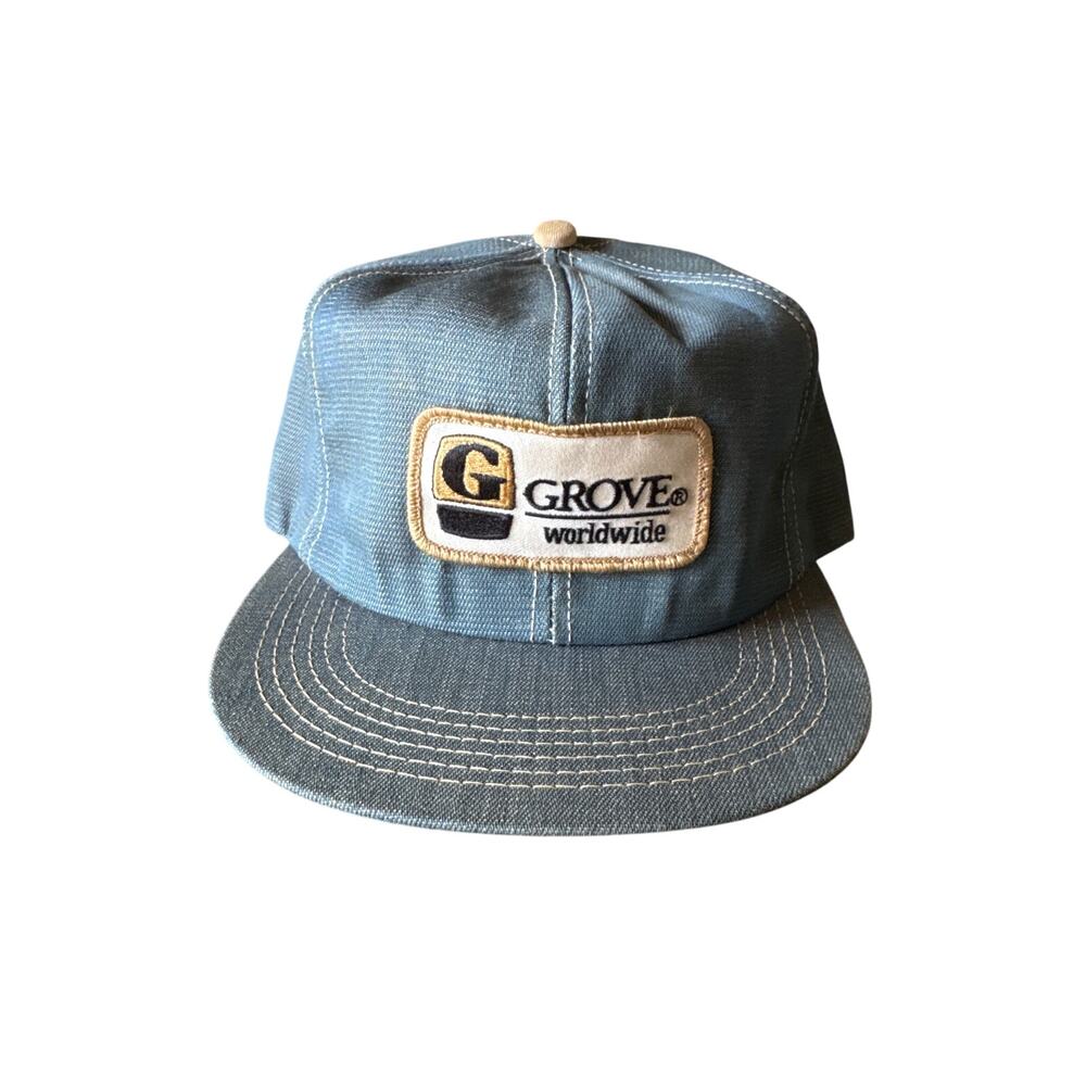 Vintage Grove Worldwide Faded Blue Denim USA Made Snapback Work Hat